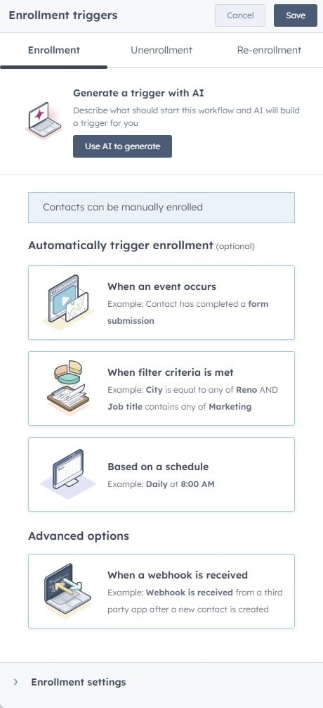 Hubspot Automation Triggers