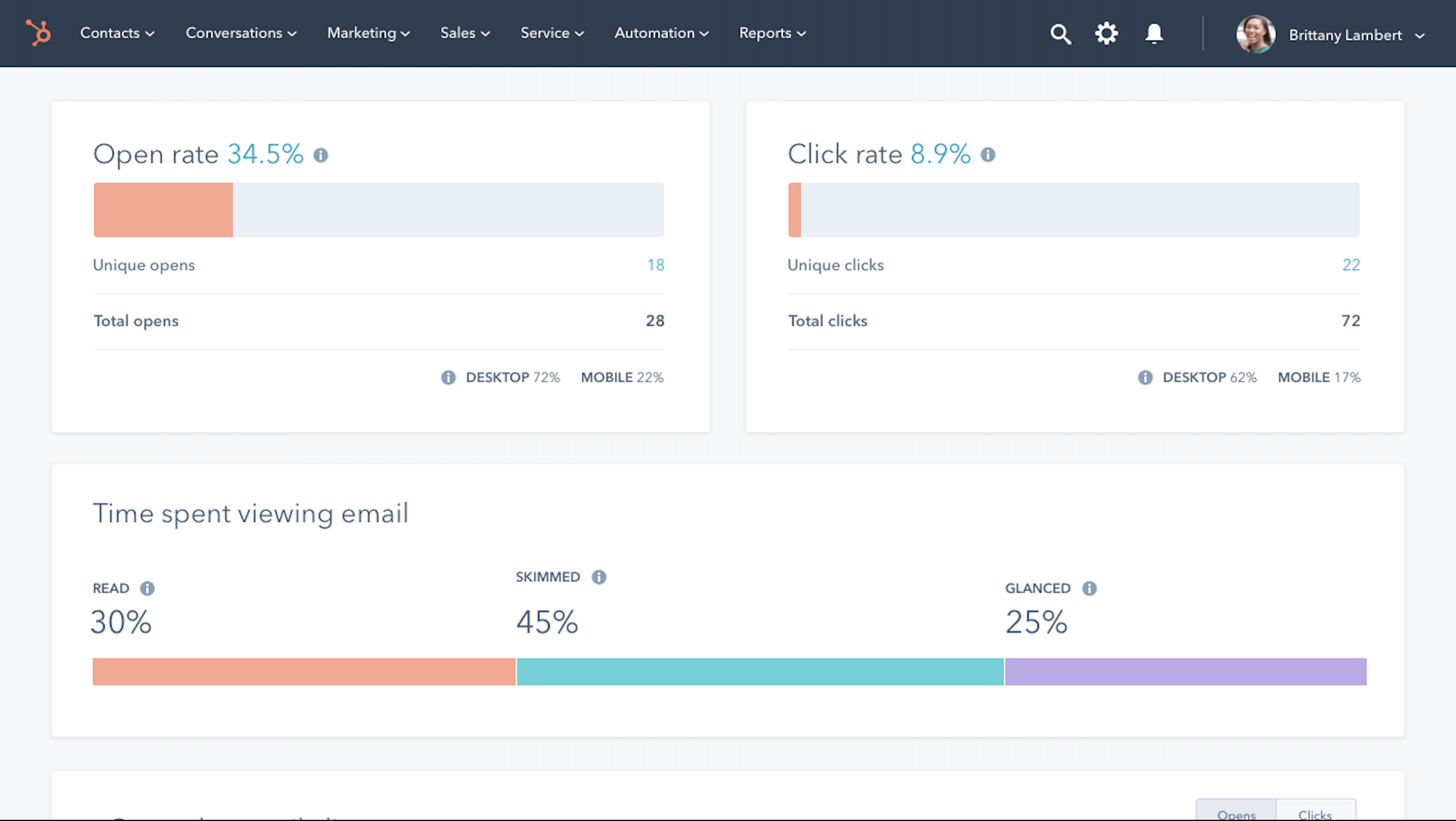 8. HubSpot Email Performance Dashboard