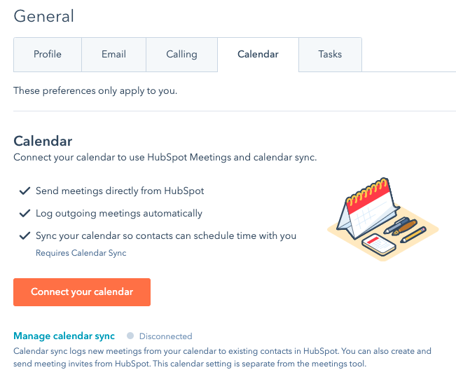 Connect calendar to HubSpot