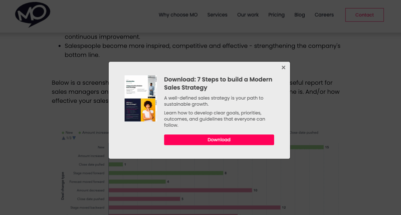 HubSPot website popup for lead capture