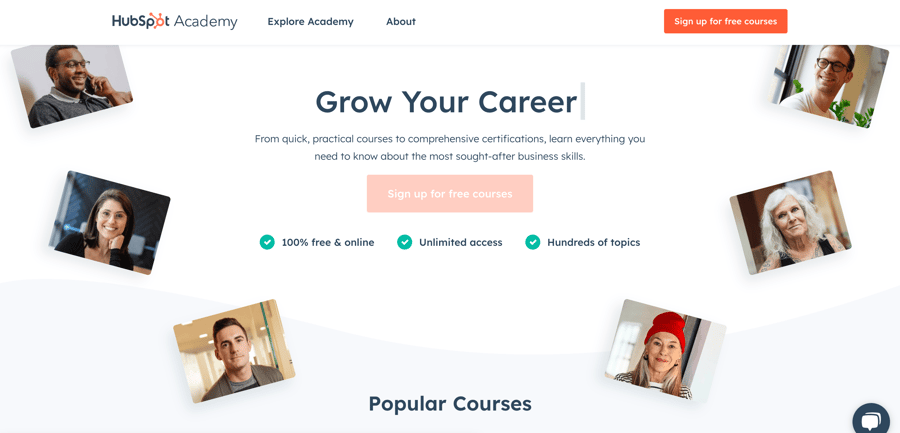 HubSpot Academy Home Page-min
