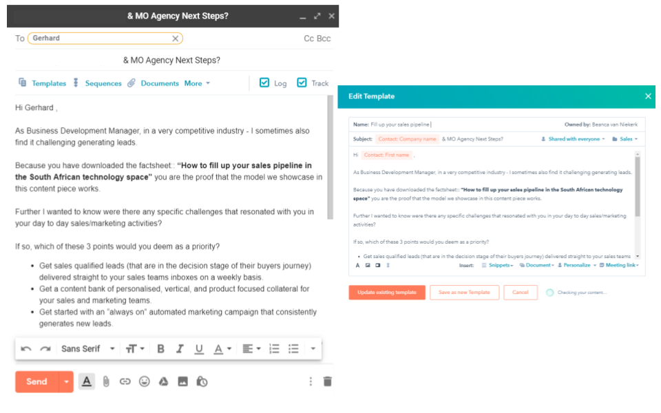 Sales Email Template 