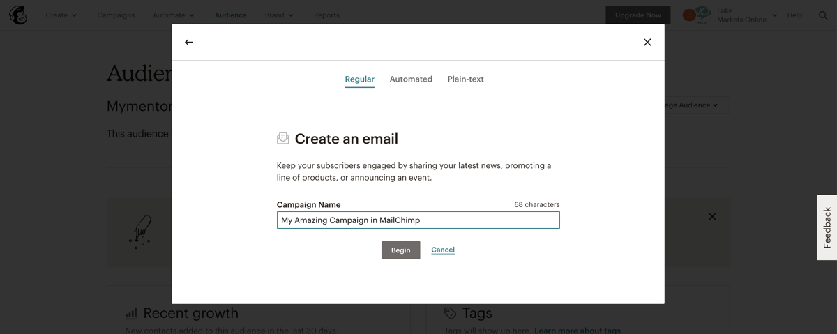 MailChimp - Types of email