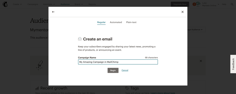 MailChimp - Types of email