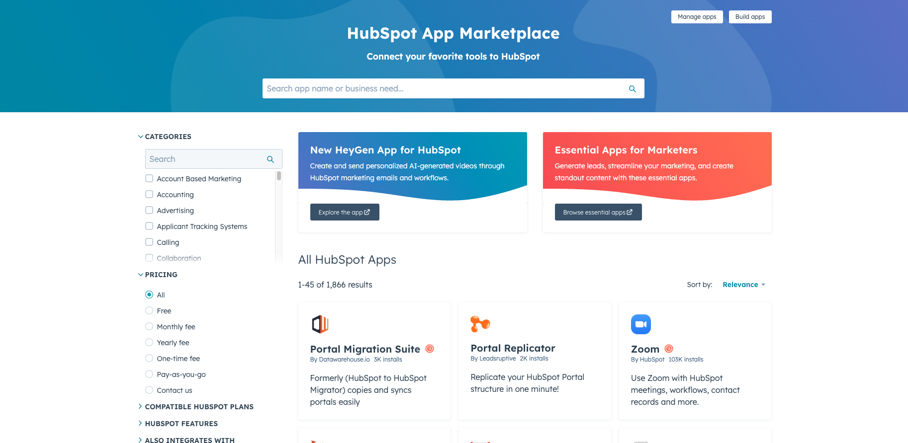 HubSpot App Marketplace