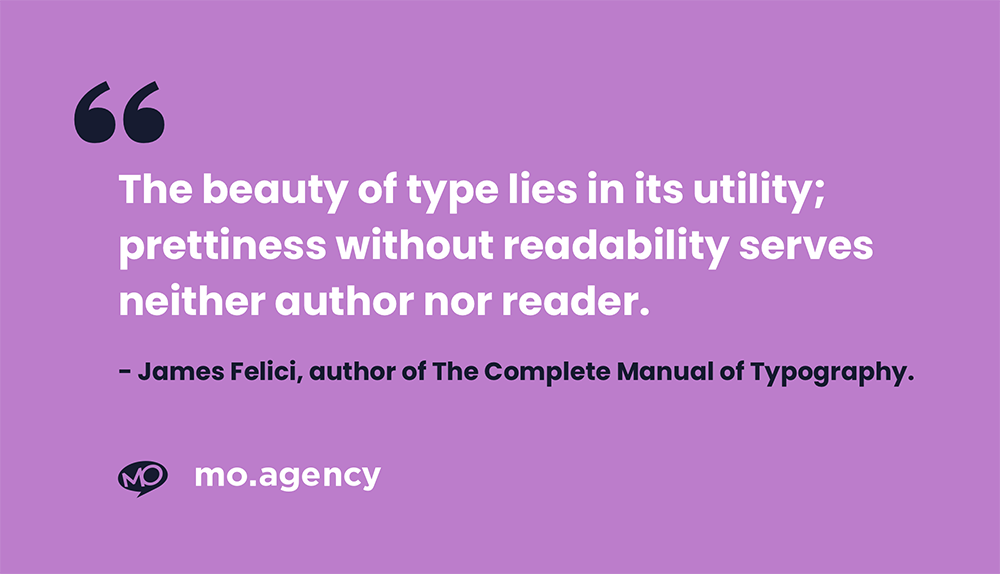 Quotation about the importance of utility in typography