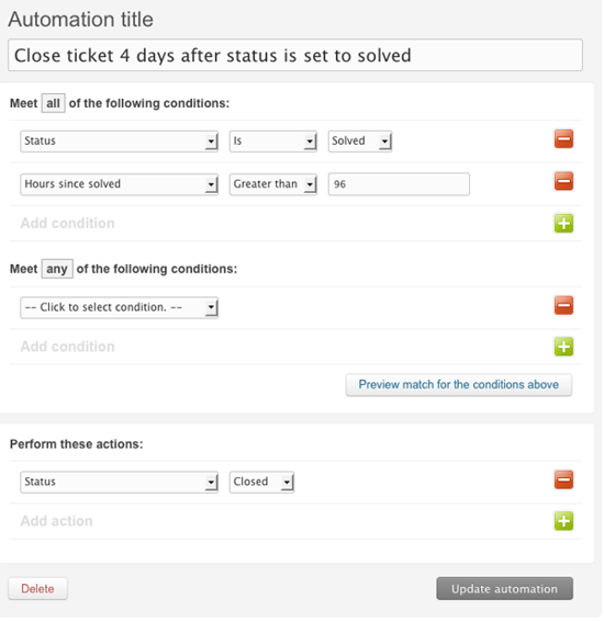 Zendesk ticket automation