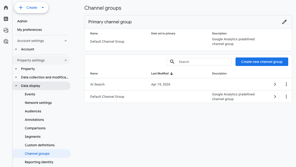 create channel group