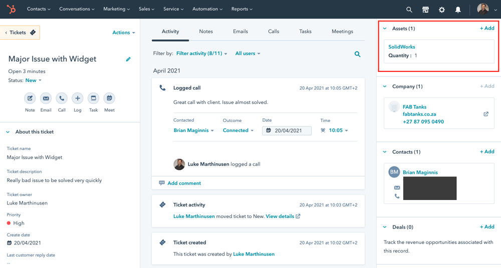 hubspot custom object example