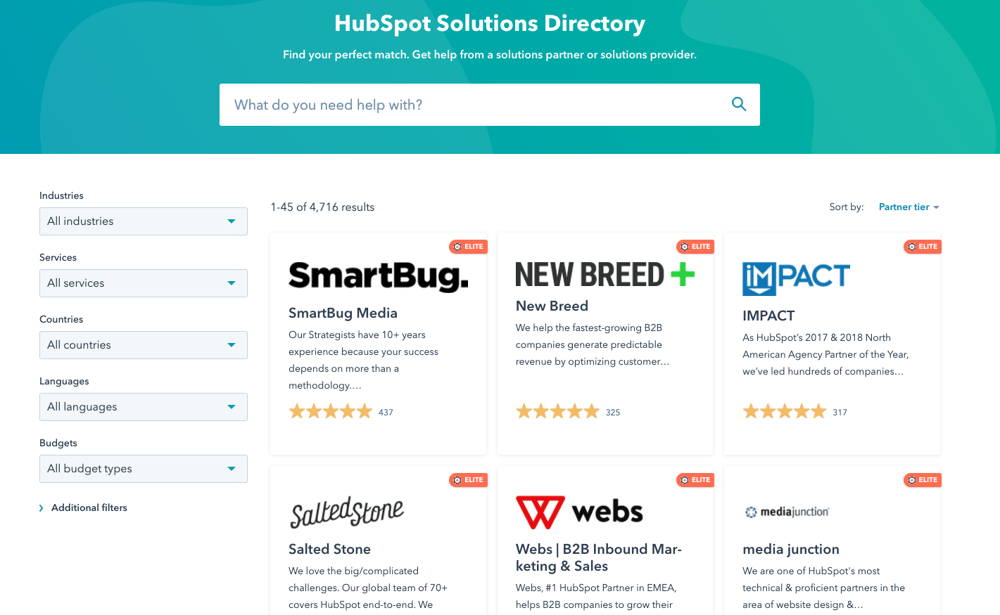 hubspot partner directory