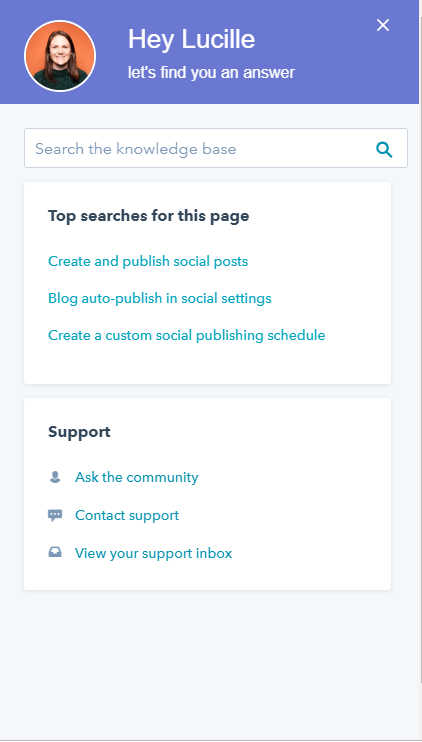 HubSpot's help tab