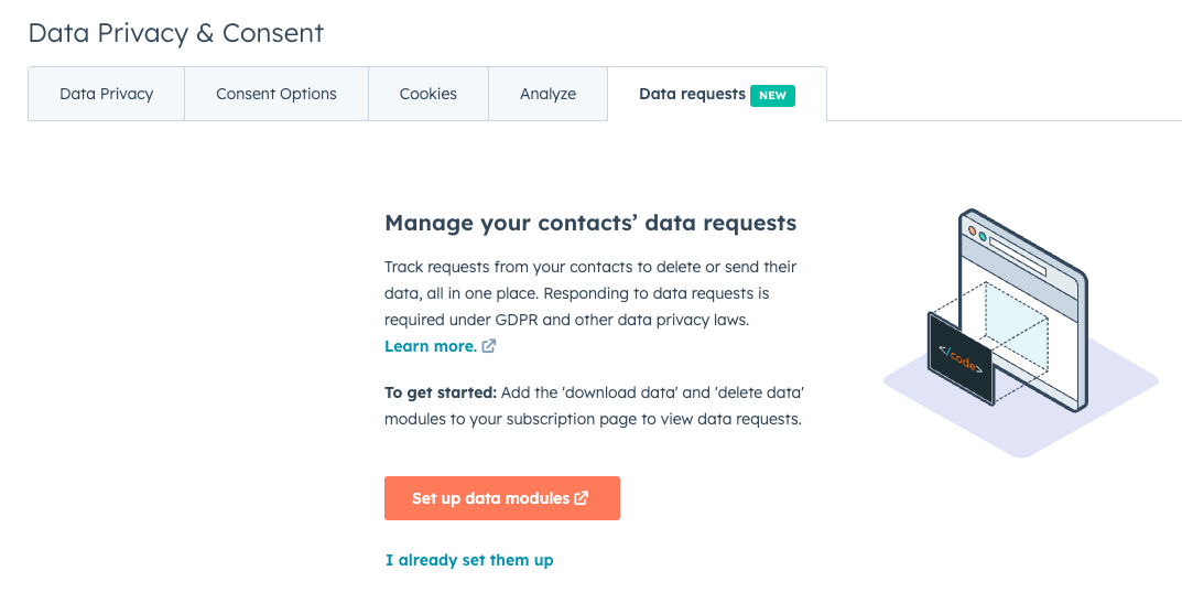 manage contacts data requests
