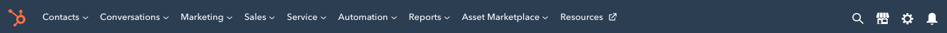 HubSpot navigation bar