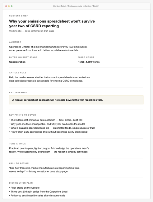 B2B content brief template